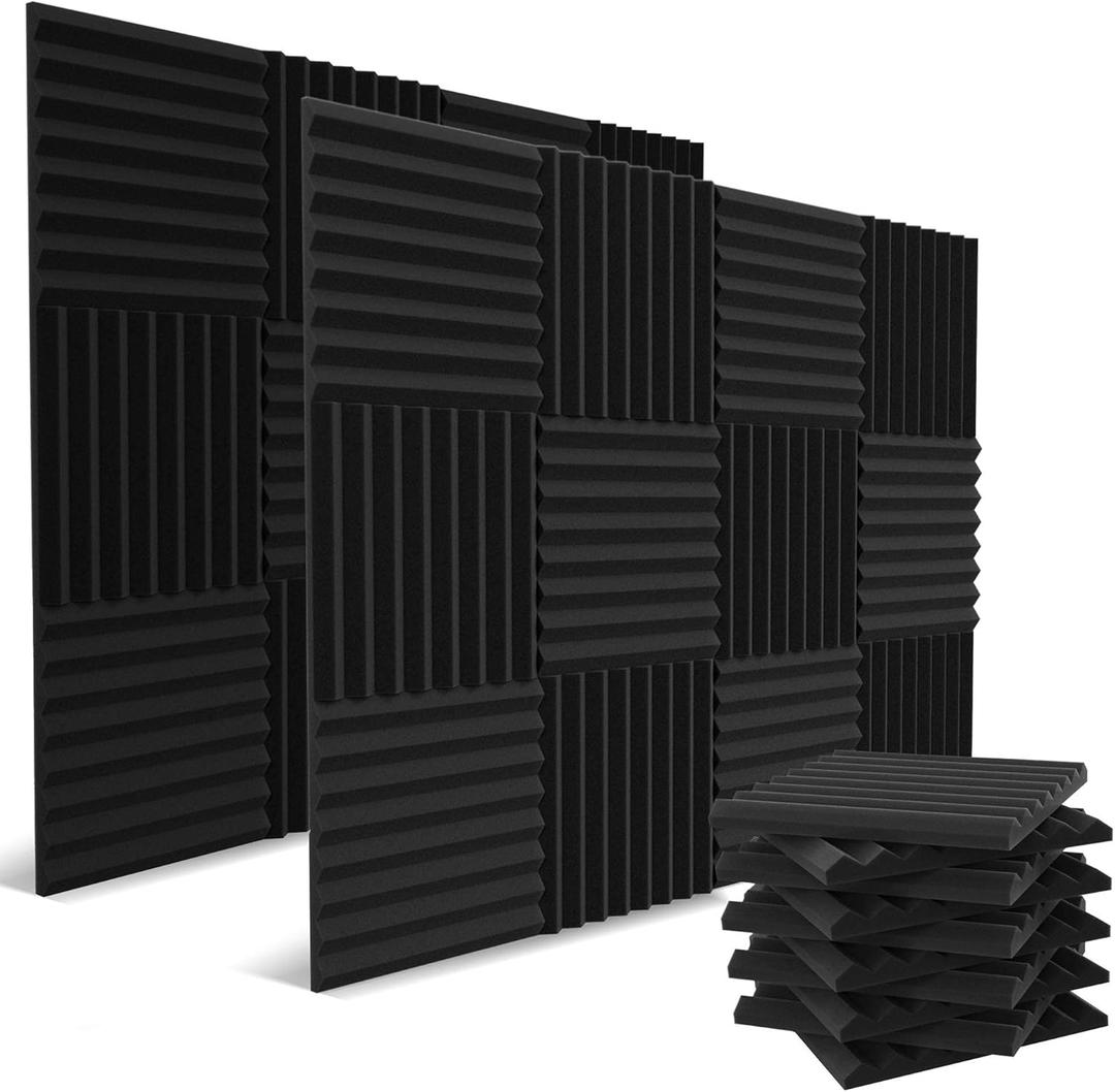 52 Pack Acoustic Panels 1 X 12 X 12 Inches - Acoustic Foam - High Density- Soundproof Studio Wedges - Charcoal 52 Pack Acoustic Panels 1 X 12 X 12 Inches - Acoustic Foam - High Density- Soundproof Studio Wedges - Charcoal