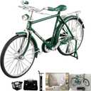 Munyee Hua Vintage Bicycle Model Collection, 1:10 Scale, Chinese Renaissance Elements, Adult, Pedal Bike with Accessories Set (Green Set)