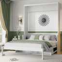 Murphy Multifunctional Bed Frame with Storage Shelf & Support Plate for Adult,Girls,Boys,Queen Size Murphy Bed,Wood Hidden Wall Bed Space-Saving Cabinet,White