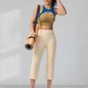 Capri Pants for Women Wide Leg Yoga Capris with Pockets Stretch High Waist Crop Pants Loose Travel (XL)