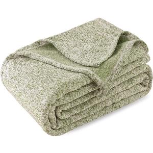 Sweatshirt Blanket King Size for Bed-Lightweight Warm Soft Thin Knit Jersey Blankets for All Seasons, 108 X 90 Inches, Heather Green