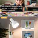 LED Desk Lamp for Home Office, Table Lamp with Pen Holder, 3 Color Modes Reading Light, Eye-Caring Desk Light with Gooseneck, Metal Study Lamp for Dorm Bedside Bedroom(White lamp)