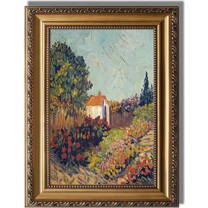 KBKBART Gold Framed Canvas Wall Art for Living Room, Vintage Landscape Oil Painting Farmhouse Decor, Retro Nature Canvas Art Prints for Wall Decor, Rustic Landscape Wall Decor for Bathroom, Bedroom Living Room, Vintage Art Wall Decor (12"x16")