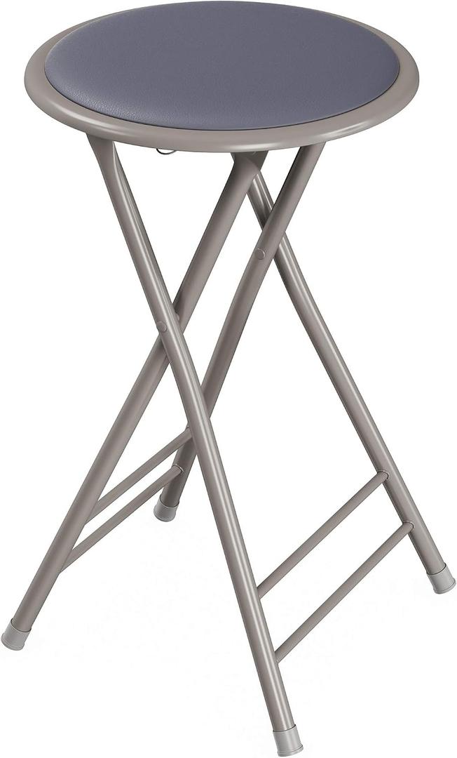 Lavish Home Folding Stool - Backless 24-Inch Stool with 225lb Capacity for Kitchen or Rec Room - Portable Indoor Counter Bar Stools (Gray)