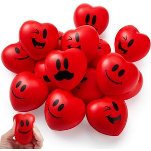 JOYIN 15 PCS Valentines Day Heart Shaped Stress Relief 3 Balls for Kids Party Favors, School Classroom Exchange Prizes Gift