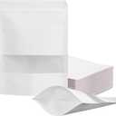100 Pcs Resealable bags,5.9" x 8.6" Stand Up White Kraft Paper Bags with Matte Window, Zip Lock Food Storage Bags for Packaging Products, Reusable, Sealable