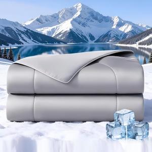 jiaao Cooling Comforter Queen Size CoolStice Tech Q-Max>0.45 Cooling Blanket for Hot Sleepers & Night Sweats, Cool in 30 Seconds, 4X Breathable, Ultra-Soft All-Season Bedding, 90"x90", Grey