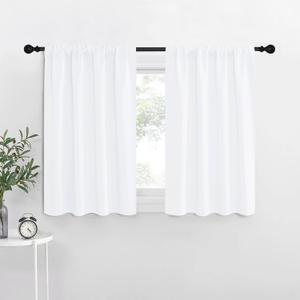 NICETOWN RV Curtains for Camper Windows, White Curtains for Kitchen, Home Decoration Light Filtering Drapes for Small Window (42 inches Wide by 36 inches Long, 1 Pair)