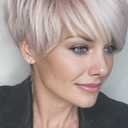 SEVENCOLORS Short Pixie Cut Wigs for White Women Blonde Mixed Light Pink Short Wigs with Bangs Layered Synthetic Hair Wigs Natural Looking
