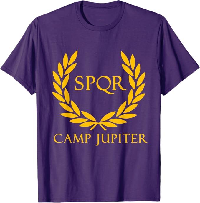 SPQR Senatus Populus Que Romanus Camp Jupiter T-Shirt T-Shirt (Small, Purple)