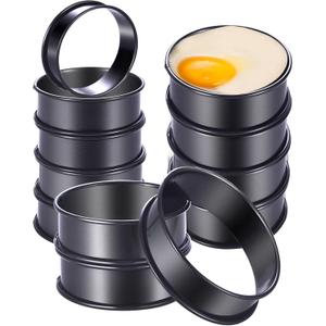 DATANYA 12Packs Crumpet Rings NONSTICK English Muffin Rings 3.15 Inch Stainless Steel Double Rolled Tart Ring Upgraded Round Metal Baking Cooking Pastry Ring Molds for Muffins, Pancakes