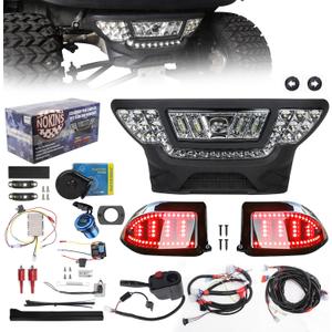 NOKINS for Club Car Precedent LED Light Kit, Golf Cart Deluxe Headlight,Low/High Beam Adjustment,QC3.0 USB Charging,Scanning Turn Signal Tail Light,20A DC Converter