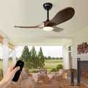 42" Solid Wood Ceiling Fan with Lights,Quiet Operation and High Airflow, 3 CCT Dimmable,Outdoor Ceiling Fan for Living Room,Bedroom(Black+Dark Walnut)