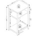 Furinno Just 3-Tier Metal Frame End Table with Storage Shelves, 1-Pack, Espresso