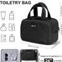 Travel Toiletry Bag, Large Wide-open Puffy Toiletry Bag for Women, Lightweight Quilted Makeup Bag Cosmetic Organizer with Handle Water-resistant Travel Essentials for Toiletries Accessories Black (EXP 11/01/29)