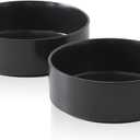 Stone Lain Celina Stoneware 2-Piece Serving Bowl Set, Black Bowls, Minimalist Dinnerware, Dish Set, Tall Rim, Microwave & Dishwasher Safe, Casual Tableware