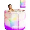 ALLIVING Portable Bathtub Adult Ice Bath Tub - Collapsible Folding Foldable Bathtub for Adult Shower Bathroom Hot SPA Soaking Cold Plunge Tub Deep Freestanding Bathtub Indoor Outdoor Purple