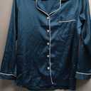 Samring Women's Silky Satin Pajamas Long Sleeve and Pants Sleepwear PJ Set Dark Green S