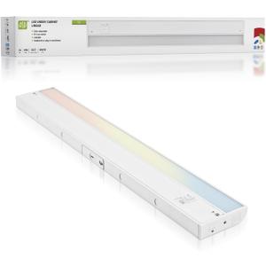 ASD LED Under Cabinet Lighting Plug in or Hardwired 24 Inch, Dimmable Under Cabinet Lights with High/Low/Off Switch, 3CCT 2700K-4000K, Linkable Under Counter Lights for Kitchen, ETL Listed, White, 1 Pack