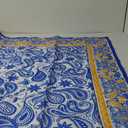 Horaldaily Boho Floral Bordered Tablecloth 6084 Inch Rectangular, Paisley Blue Washable Seasonal Table Cover for Party Picnic Dinner Decor