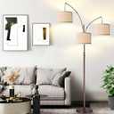 Dimmable Floor Lamp  3 Lights Arc Floor Lamps for Living Room, 1000LM Modern Tall Standing Lamp With Beige Shades & Heavy Base, Mid Century Tree Floor Lamp for Bedroom Office, 3 LED Bulbs Included