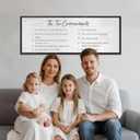 The Ten Commandments Rustic Bible Verse Framed Wall Sign For Family Living Room Kitchen Farmhouse Dining Room Vintage Boho Wall Art Decoration For God Jesus Christ Prayer, 40 x 15 Inch, Black