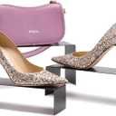 Purse Display Stand Black 3 Risers Display Stands Stainless Steel, Heavy Duty Countertop Shoes Stand Handbag Holder Risers for Home Boutique Retail Store Vendor Display Bags Perfume Jewelry Craft