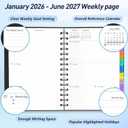 Daily Planner 2026-2027, 18-Month Weekly and Monthly Calendar Planner, January 2026 - June 2027, Planning Agenda Book with Laminated Tabs, Flexible Cover, 100GSM Thick Paper, A5 Size,Black