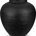 Flower Vase for Home Decor, 11.4" Large Decorative Metal Vase for Pampas Grass, Modern Rustic Textured Iron Vase Centerpiece for Modern Farmhouse Table Living Room Entryway, Matte Black
