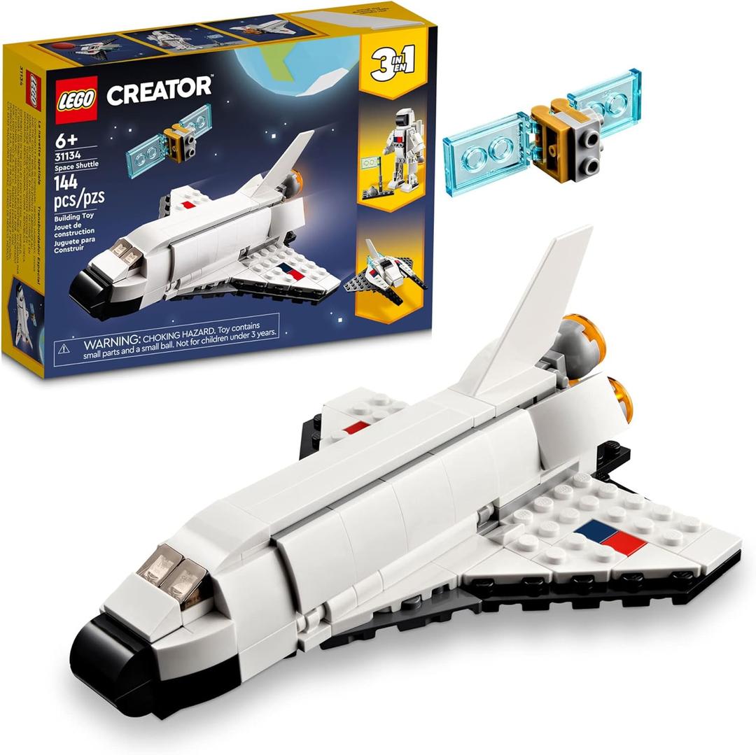 LEGO Creator 3 in 1 Space Shuttle Toys - Space Toys Building Set for Boys & Girls, Ages 6+ - Option to Build 2 Spaceships or Astronaut - Educational Gift for Kids Birthday & Holidays - 31134