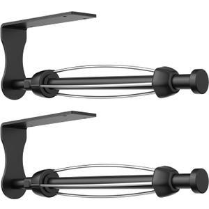 SetSail Paper Towel Holder Under Cabinet Easy Tear Wall Mount Self-Adhesive or Drilled for Kitchen Bathroom Black 2 Packs