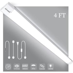 Airand LED Ceiling Light Fixture 4FT, LED Shop Light Fixture 5000K, IP66 Waterproof LED Garage Light Closet Light Under Cabinet Light, 36W 3600 LUX LED Tube Shop Light Work Light for Shop,Hallway