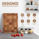 Bamboo Cutting Board Set of 3 in Large, XL and XXL Sizes, Heavy Duty Wooden Kitchen Boards, End Grain Butcher Block with Juice Groove, Durable Non-Slip Serving and Prep Boards