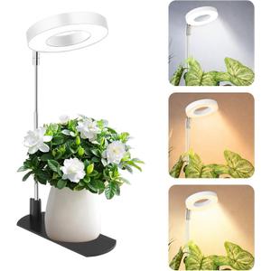 LBW Grow Light for Indoor Plants, Full Spectrum Plant Light with Base, Height Adjustable Plant Growing Lamp with Auto On/Off Timer 6/8/12/16H, 3 Colors,5 Dimmable Brightness, for Small Plants, White