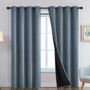 Yakamok 100% Blackout Lined Panels, Thermal Insulated Blackout Curtains for Bedroom, Heat Blocking Drapes for Living Room (52Wx84L, Stone Blue, 2 Panels)
