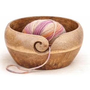 Birthday Gifts for Women Wooden Yarn Bowl Knitting Bowl Large Crochet Yarn Holder Handmade Crocheting Accessories and Supplies Organizer 7 x 3 (Natural)