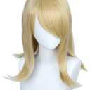 Linfairy Medium Long Blonde Cosplay Wig Halloween Costume Straight Wig for Women