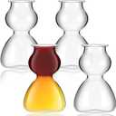 Mumufy 4 Pcs Double Bubble Shot Glass 4 oz Clear Bubble Glasses Jigger Funny Novelty Split Shot Cups for Smooth Tasty Cocktail Whiskey Party Bar Decor