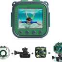 PROGRACE Kids Waterproof Camera for Boy Toys-Underwater Video Camera for Kids 1080P HD Camcorder Toy Gift Boys 3 4 5 6 7 8 9 10 11 12 Year Old Vlogging YouTube Children Digital Cameras Build-in Games (Dark Green)