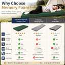 CYMULA Memory Foam Camping Mattress Pad,Sleeping Pad for Camping,Non-Slip Bottom Floor Car Mattress Bed with Retaining Portable Roll up Mattress Pad Mat for Travel Truck Guest Bed Tent, DARK GREEN, Cot:72*24*3