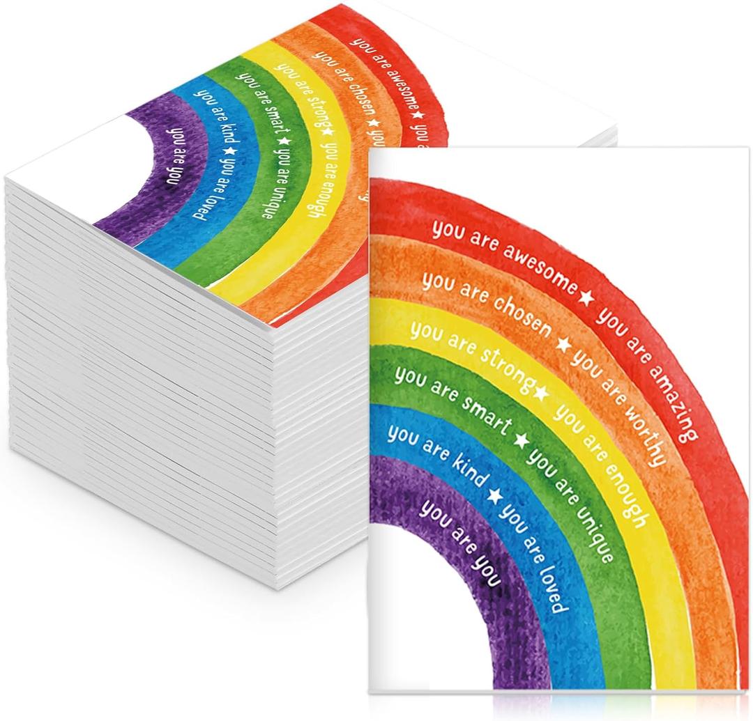 30 Pcs Motivational Notebooks Bulk Mini Positive Affirmations Journals Mini Composition Notebook Inspirational Mental Health Notepad for Christmas School Students Teacher Employee (Rainbow)
