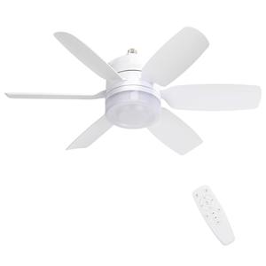 Fanspex 20.5'' Socket Fan Light with Memory Function, 5 Fan Speeds with Adjustable Light for Bedroom, Kitchen, Living Room, 8 Hours Timer, White (Remote need Paired before Use)