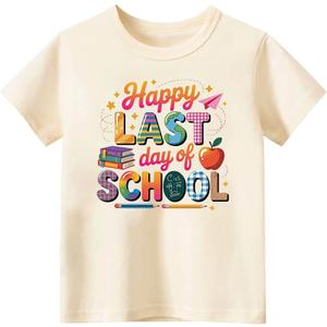 Toddler Last Day of School Shirt for Boys Kid Grils, My Happy Last Day of School T Shirt, Cotton Blend, Funny Design :4-7T, 130, 140