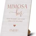 Mimosa Bar Sign, Mimosa Bar Supplies, Champagne Brunch Decor, Wooden Tabletop Sign With Stand, Mimosa Bar Decor For Bridal Shower Baby Shower Wedding Birthday Christmas Party, 16, Rustic