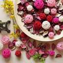 Valentine's Day Vase Bowl Fillers, 24 Pcs Rattan Balls and 2 Packs Rose Dried Flower Potpourri Bags Wicker Balls for Valentines Wedding Party Table Centerpieces Decor(Sphere Shape)