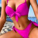 EHSUYAB Sexy Women Push Up Underwire Bikini Sets, Side Tie Low Rise High Cut Two Piece Swimsuit, Cheeky Bathing Suit Vacation, Pink Small