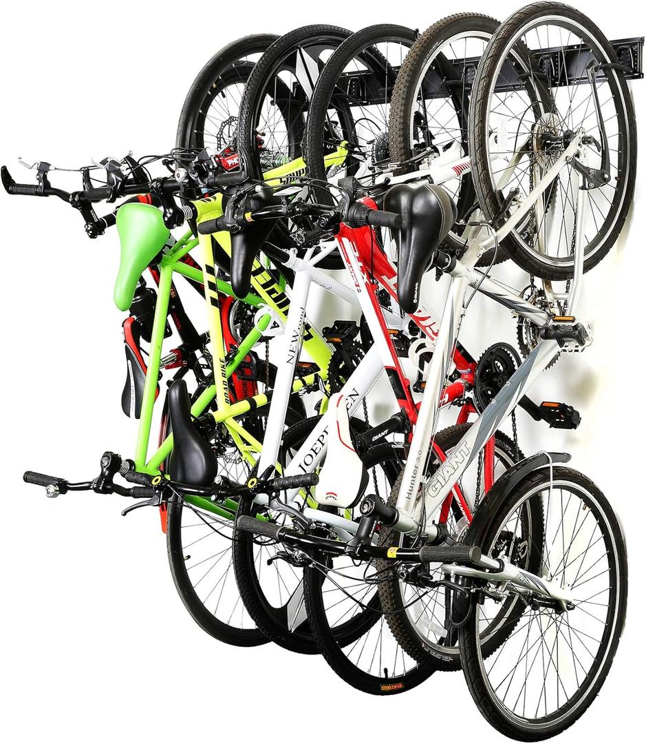 Ultrawall Stainless Steel Bike Storage Rack,6 Bike Storage Hanger Wall Mount for Home & Garage Holds Up to 300lbs, Black (6 bike)