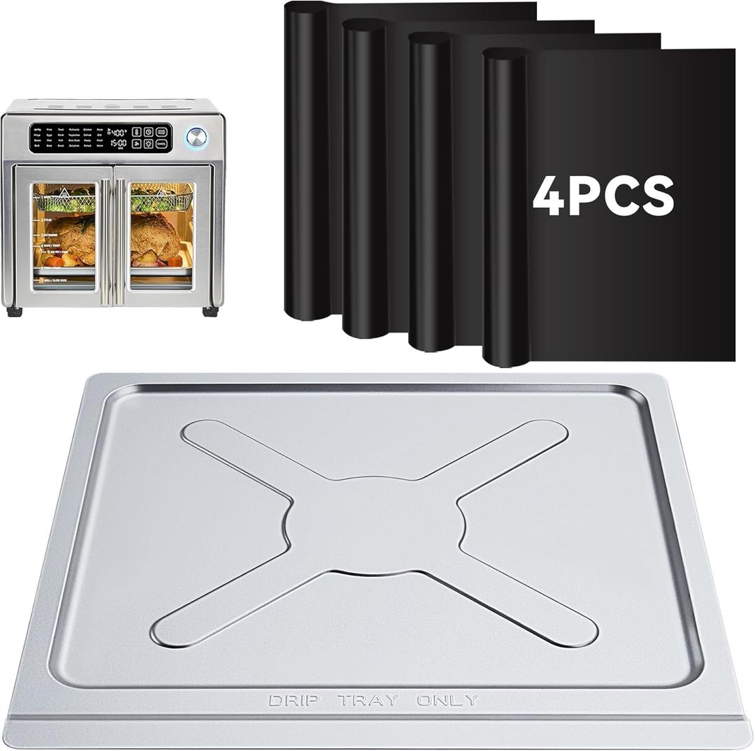 Crumb Tray Compatible with Emeril Lagasse 26 Qt Extra Large French Door Air Fryer, Replacement Crumb Tray with 4 Pcs Oven Liners, Accessories for Emeril Lagasse 26 Qt Air Fryer