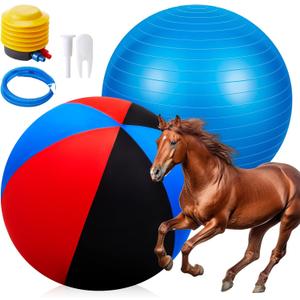 40 Inch Giant Herding Ball with Cover Anti Burst Ball Please Watch VCR for How to Inflation Horse Toys for Horses Stall Entertainment Play, Pump Included(Red, Red, Black, Stylish)