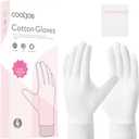 COOLJOB 4 Pairs Soft Moisturizing Cotton Gloves Set with Stretch Elastic Cuff, Overnight Lotion Sleeping Gloves for Dry Hands, Eczema Skin, Beauty Women SPA Essentials, Small, White
